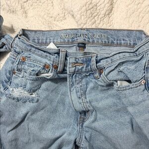 American Eagle Outfitters Light Blue Distressed High-Rise Jeans